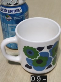 TAZA CAFE VINTAGE FLORES AZUL 9X8CMS